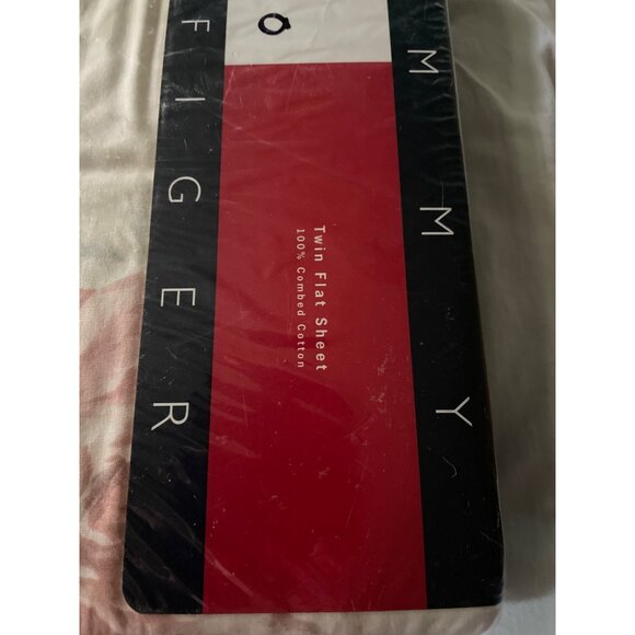 90s Tommy Hilfiger Twin Flat Sheet 100% Combed Cotton Floral Maiden Lane Blue - Picture 5 of 11